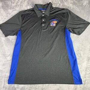 Champion Polo Shirt Men Large Gray‎ Kansas Jayhawks Embroidered Performance Knit